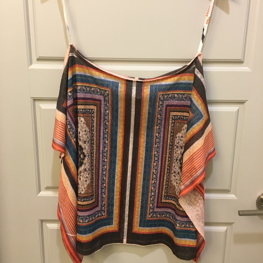 Method Sheer Colorful Boxy Print Boho Top S